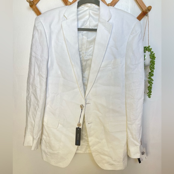 Van Heusen Other - NWT Van Heusen studio mens white linen blazer suit jacket